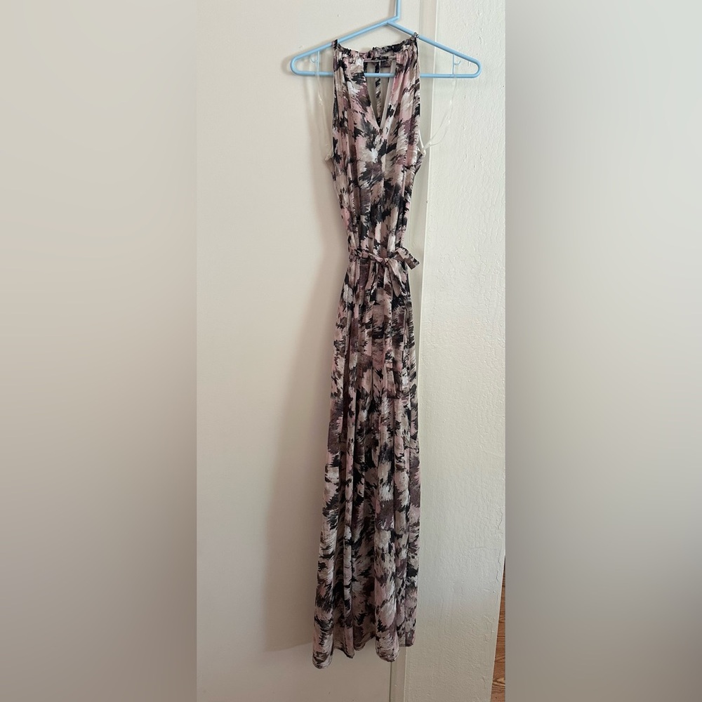 My Beloved Black, Cream, and Pink Tie Front Maxi Dress